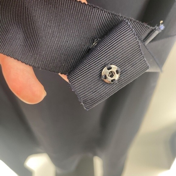 Elie Tahari Size‎ 4 Dalia Wrap Dress Navy Blue Bow Front Wedding Guest Old Money - Picture 12 of 15